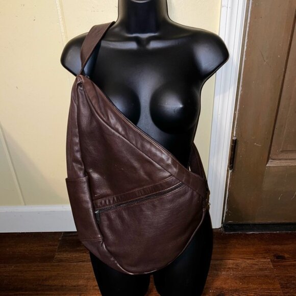 AmeriBag Healthy Back Bag Brown Leather Adjustable Strap - Picture 2 of 15